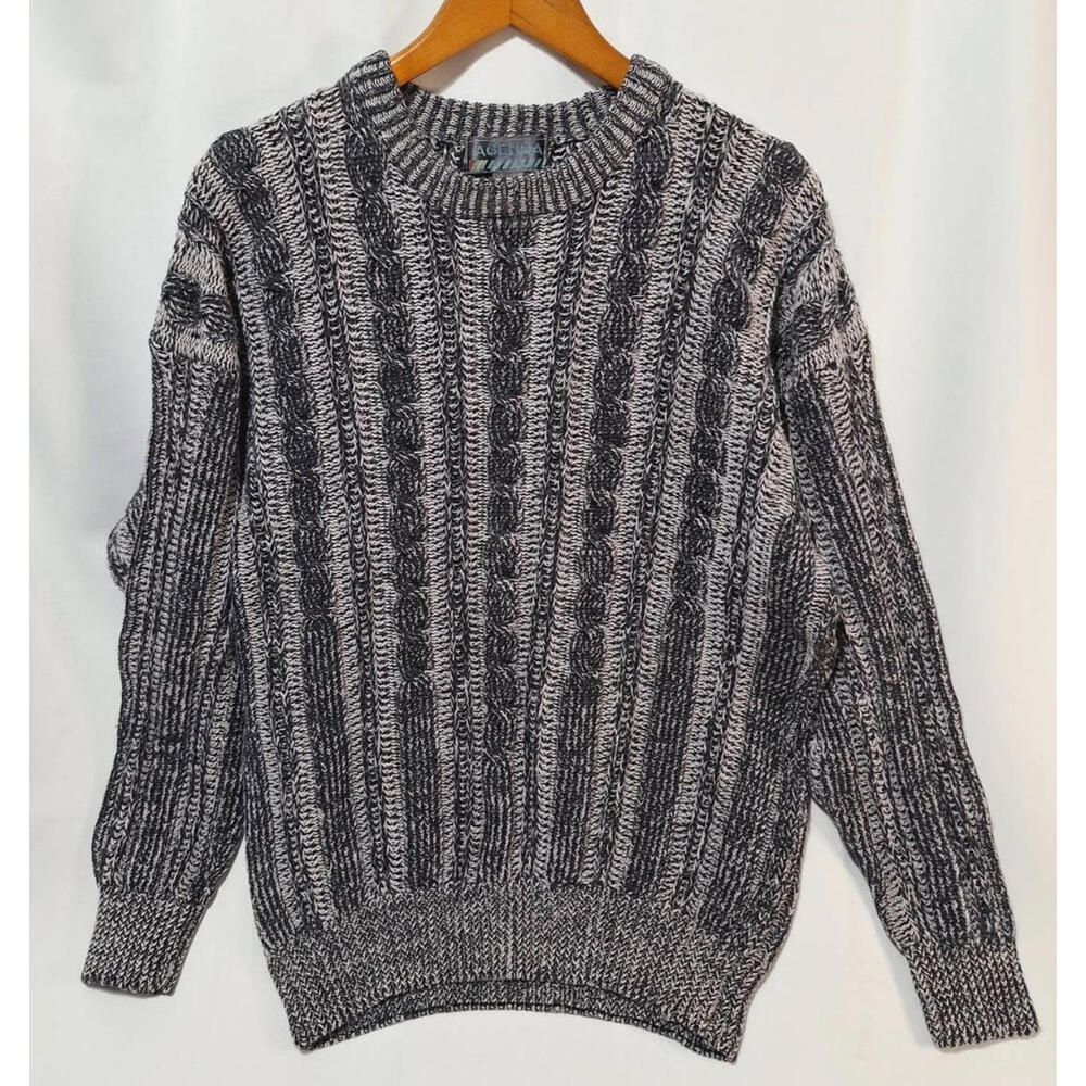 Vtg AGENDA Sweater 90s Cable Knit Sz‎ XL Ramie Chunky Pullover Y2K Hong Kong